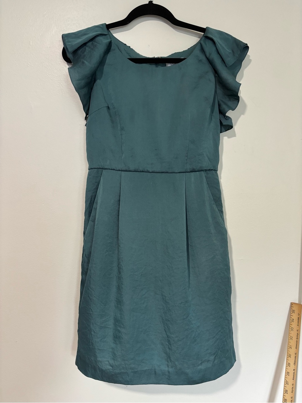 LOFT Teal Ruffle-Sleeve Mini Dress - Picture 2 of 13